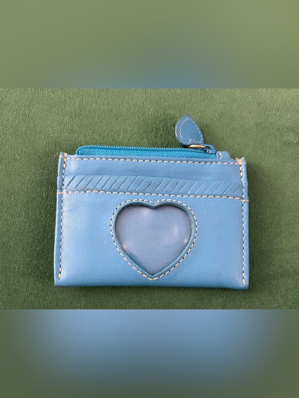 Brighton Turquoise Leather ID, Credit Card and Change Holder With Heart Window